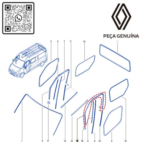 RN 60001R 803260001R Canaleta Guia Vidro Porta Esquerda Master 2014 Ate 2021 -3-